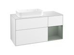 Villeroy und Boch Finion Waschtischunterschrank G691GMGF 120x60,3x50,1cm, Regal rechts Olive Matt Lacquer, Glossy white lacquer