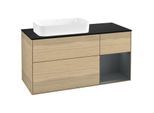 Villeroy und Boch Finion Waschtischunterschrank G692HGPC 120x60,3x50,1cm, Regal rechts Midnight Blue Matt Lacquer, Oak Veneer