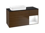 Villeroy und Boch Finion Waschtischunterschrank F692GFGN 120x60,3x50,1cm, Regal rechts Glossy white lacquer, Walnut veneer