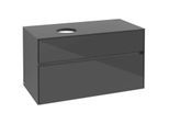 Villeroy und Boch Collaro Waschtischunterschrank C03900FP 100 x 54,8 x 50 cm, Waschtisch links, Glossy Grey