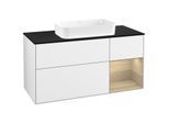 Villeroy und Boch Finion Waschtischunterschrank F712PCGF 120x60,3x50,1cm, Regal rechts Oak Veneer, Glossy white lacquer