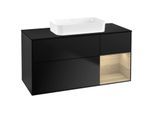 Villeroy und Boch Finion Waschtischunterschrank F712PCPD 120x60,3x50,1cm, Regal rechts Oak Veneer, Black matt lacquer