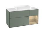 Villeroy und Boch Finion Waschtischunterschrank F711PCGM 120x60,3x50,1cm, Regal rechts Oak Veneer, Olive Matt Lacquer