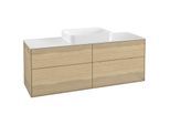 Villeroy und Boch Finion Waschtischunterschrank G73100PC 160x60,3x50,1cm, Glass White Matt, Oak Veneer