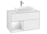 Villeroy und Boch Finion Waschtischunterschrank G771MTGF 100cm, Abdeckplatte white matt, Emotion, Regale White matt lacquer, Glossy white lacquer