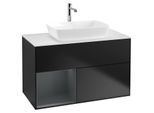 Villeroy und Boch Finion Waschtischunterschrank G771HGPD 100cm, Abdeckplatte white matt, Emotion, Regale Midnight matt lacquer, Black matt lacquer