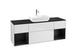 Villeroy und Boch Finion Waschtischunterschrank F862PDMT 160cm, Abdeckplatte black matt, Regale Black matt lacquer, White matt lacquer