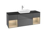 Villeroy und Boch Finion Waschtischunterschrank F862PCGK 160cm, Abdeckplatte black matt, Regale Oak Veneer, Anthracite matt