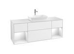 Villeroy und Boch Finion Waschtischunterschrank F861GFGF 160cm, Abdeckplatte white matt, Regale Glossy white lacquer, Glossy white lacquer