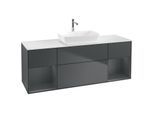 Villeroy und Boch Finion Waschtischunterschrank F861HGHG 160cm, Abdeckplatte white matt, Regale Midnight matt lacquer, Midnight Blue Matt Lacquer