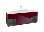 Villeroy und Boch Finion Waschtischunterschrank F861HGHB 160cm, Abdeckplatte white matt, Regale Midnight matt lacquer, Peony Matt