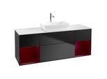 Villeroy und Boch Finion Waschtischunterschrank F861HBPD 160cm, Abdeckplatte white matt, Regale Peony matt lacquer, Black matt lacquer