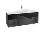 Villeroy und Boch Finion Waschtischunterschrank F861HGPD 160cm, Abdeckplatte white matt, Regale Midnight matt lacquer, Black matt lacquer