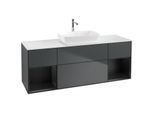 Villeroy und Boch Finion Waschtischunterschrank F861PDHG 160cm, Abdeckplatte white matt, Regale Black matt lacquer, Midnight Blue Matt Lacquer