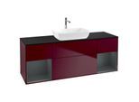 Villeroy und Boch Finion Waschtischunterschrank G862HGHB 160cm, Abdeckplatte black matt, Emotion, Regale Midnight matt lacquer, Peony Matt