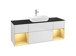 Villeroy und Boch Finion Waschtischunterschrank G862HFMT 160cm, Abdeckplatte black matt, Emotion, Regale Gold matt lacquer, White matt lacquer