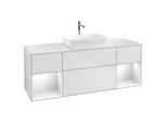 Villeroy und Boch Finion Waschtischunterschrank G861GFMT 160cm, Abdeckplatte white matt, Emotion, Regale Glossy white lacquer, White matt lacquer