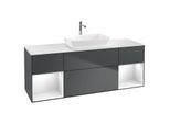 Villeroy und Boch Finion Waschtischunterschrank G861GFHG 160cm, Abdeckplatte white matt, Emotion, Regale Glossy white lacquer, Midnight Blue Matt Lacquer