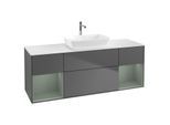 Villeroy und Boch Finion Waschtischunterschrank G861GMGK 160cm, Abdeckplatte white matt, Emotion, Regale Olive matt lacquer, Anthracite matt