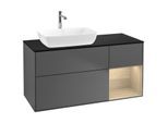 Villeroy und Boch Finion Waschtischunterschrank F812PCGK 120cm, Abdeckplatte black matt, Regale Oak Veneer, Anthracite matt
