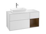 Villeroy und Boch Finion Waschtischunterschrank F811GNMT 120cm, Abdeckplatte white matt, Regale Walnut Veneer, White matt lacquer