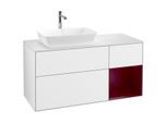 Villeroy und Boch Finion Waschtischunterschrank F811HBGF 120cm, Abdeckplatte white matt, Regale Peony matt lacquer, Glossy white lacquer
