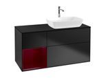 Villeroy und Boch Finion Waschtischunterschrank F802HBPD 120cm, Abdeckplatte black matt, Regale Peony matt lacquer, Black matt lacquer