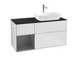 Villeroy und Boch Finion Waschtischunterschrank F802GKMT 120cm, Abdeckplatte black matt, Regale Anthracite matt lacquer, White matt lacquer
