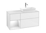 Villeroy und Boch Finion Waschtischunterschrank F801GFGF 120cm, Abdeckplatte white matt, Regale Glossy white lacquer, Glossy white lacquer