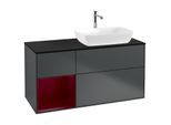 Villeroy und Boch Finion Waschtischunterschrank G802HBHG 120cm, Abdeckplatte black matt, Emotion, Regale Peony matt lacquer, Midnight Blue Matt Lacquer