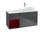 Villeroy und Boch Finion Waschtischunterschrank F801HBHG 120cm, Abdeckplatte white matt, Regale Peony matt lacquer, Midnight Blue Matt Lacquer