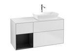 Villeroy und Boch Finion Waschtischunterschrank F801PDMT 120cm, Abdeckplatte white matt, Regale Black matt lacquer, White matt lacquer