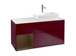 Villeroy und Boch Finion Waschtischunterschrank G801GNHB 120cm, Abdeckplatte white matt, Emotion, Regale Walnut Veneer, Peony Matt