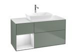 Villeroy und Boch Finion Waschtischunterschrank F821MTGM 120cm, Abdeckplatte white matt, Regale White matt lacquer, Olive Matt Lacquer