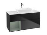 Villeroy und Boch Finion Waschtischunterschrank F821GMPD 120cm, Abdeckplatte white matt, Regale Olive matt lacquer, Black matt lacquer