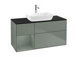 Villeroy und Boch Finion Waschtischunterschrank F822GMGM 120cm, Abdeckplatte black matt, Regale Olive matt lacquer, Olive Matt Lacquer