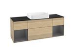 Villeroy und Boch Finion Waschtischunterschrank G742GKPC 160x60,3x50,1cm, Regale Anthracite matt lacquer, Oak Veneer