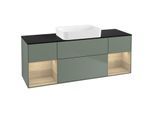 Villeroy und Boch Finion Waschtischunterschrank G742PCGM 160x60,3x50,1cm, Regale Oak Veneer, Olive Matt Lacquer