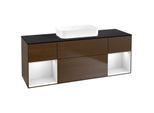 Villeroy und Boch Finion Waschtischunterschrank F742MTGN 160x60,3x50,1cm, Regale White matt lacquer, Walnut veneer