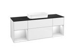 Villeroy und Boch Finion Waschtischunterschrank F742MTGF 160x60,3x50,1cm, Regale White matt lacquer, Glossy white lacquer
