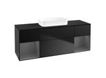 Villeroy und Boch Finion Waschtischunterschrank F742GKPD 160x60,3x50,1cm, Regale Anthracite matt lacquer, Black matt lacquer