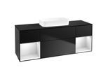 Villeroy und Boch Finion Waschtischunterschrank F742MTPD 160x60,3x50,1cm, Regale White matt lacquer, Black matt lacquer