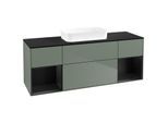 Villeroy und Boch Finion Waschtischunterschrank F742PDGM 160x60,3x50,1cm, Regale Black matt lacquer, Olive Matt Lacquer