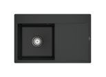 Villeroy und Boch Subway Style 45 Flat Flächenbündige Spüle 33481FR7 links, mit Ablaufgarnitur, Handbetätigung, pure black, 78 x 51 cm