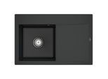 Villeroy und Boch Subway Style 45 Flat Einbauspüle 334801R7 links, mit Ablaufgarnitur, Handbetätigung, pure black, 78 x 51 cm