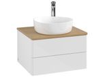 Villeroy und Boch Antao Waschtisch-Unterschrank L18051GF 60x36x50cm, Hahnloch, Waschbeckenplattenfarbe honey oak, glossy white lacquer