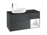 Villeroy und Boch Finion Waschtischunterschrank G932GFHG 120cm, Abdeckplatte black matt, Emotion, Regale Glossy white lacquer, Midnight Blue Matt Lacquer