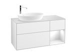 Villeroy und Boch Finion Waschtischunterschrank G931GFGF 120cm, Abdeckplatte white matt, Emotion, Regale Glossy white lacquer, Glossy white lacquer