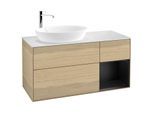 Villeroy und Boch Finion Waschtischunterschrank G931PDPC 120cm, Abdeckplatte white matt, Emotion, Regale Black matt lacquer, Oak Veneer