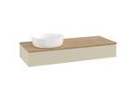 Villeroy und Boch Antao Waschtisch-Unterschrank L11111HJ mit Beleuchtung, 120x19x50cm, Waschbeckenplattenfarbe honey oak, silk grey matt lacquer